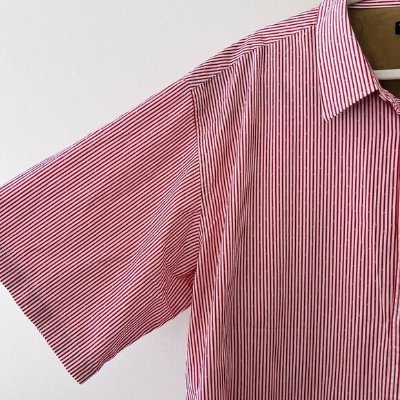 Ted Lapidus Red & White Stripe Street Couture Button Down Dress Shirt Mens 4XL - Picture 3 of 8